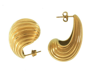 Goldene geriffelte Ohrringe Modell Nautica im angesagten Vintage-Look