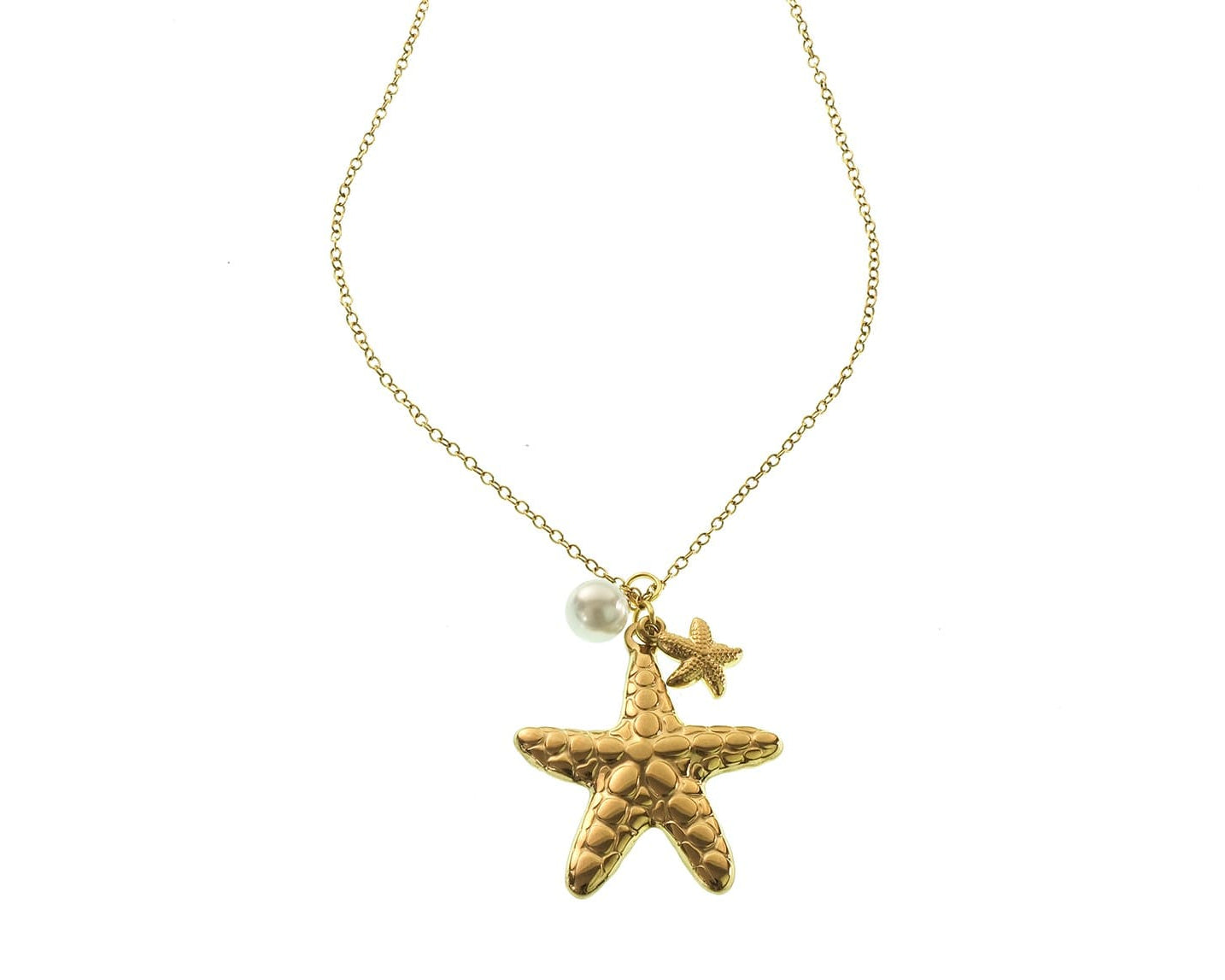 Goldene Halskette mit grossem Seestern-Anhänger, Modell Stella