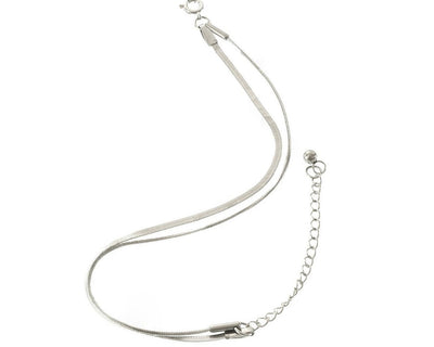 Silbernes Layering Armband mit flacher Schlangenkette (Herringbone), Modell Nova