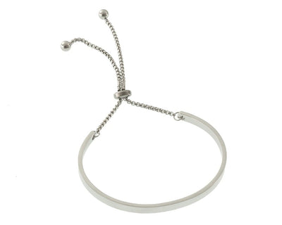 Silberner Slider-Armreif mit verstellbarem Zugverschluss, Modell Flex