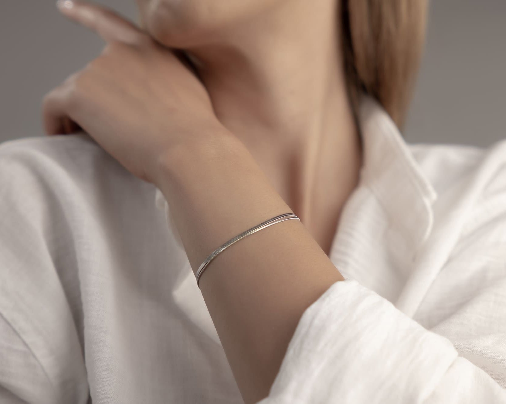 2-in-1 Snake Chain Bracelet in Silber, moderner Edelstahlschmuck