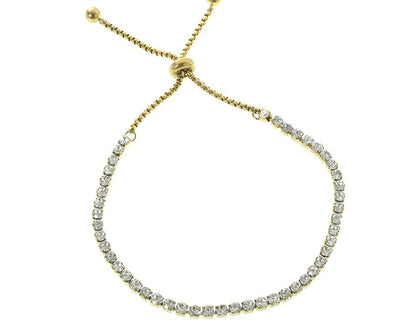 Goldenes Tennisarmband mit verstellbarem Slider-Verschluss, passt jedem Handgelenk