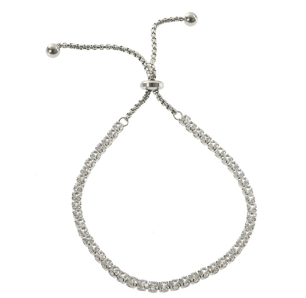 Zirkonia Tennis-Armband mit Schiebemechanismus in Silber