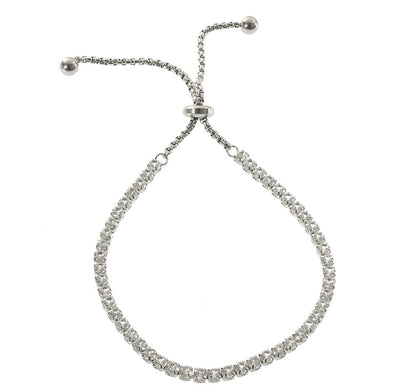 Zirkonia Tennis-Armband mit Schiebemechanismus in Silber