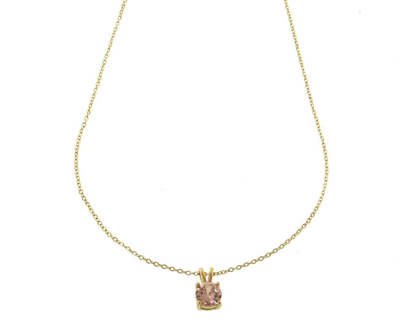 Goldene Halskette mit rosa Zirkonia-Anhänger – Zarte Eleganz
