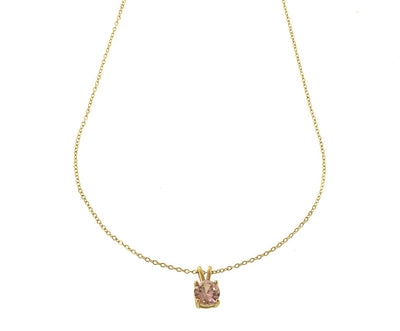 Goldene Halskette mit rosa Zirkonia-Anhänger – Zarte Eleganz