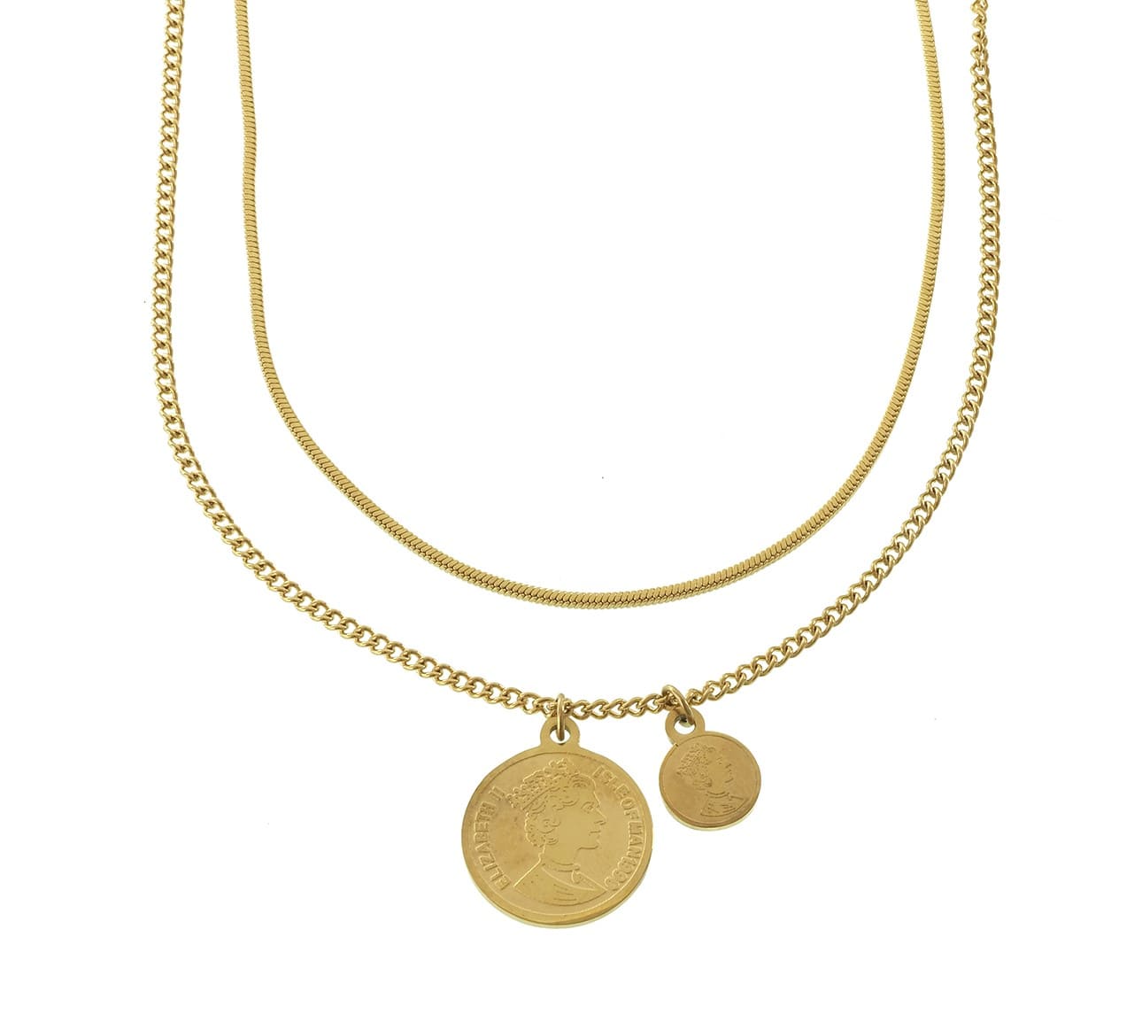 Modische Layering-Halskette mit Münzanhängern