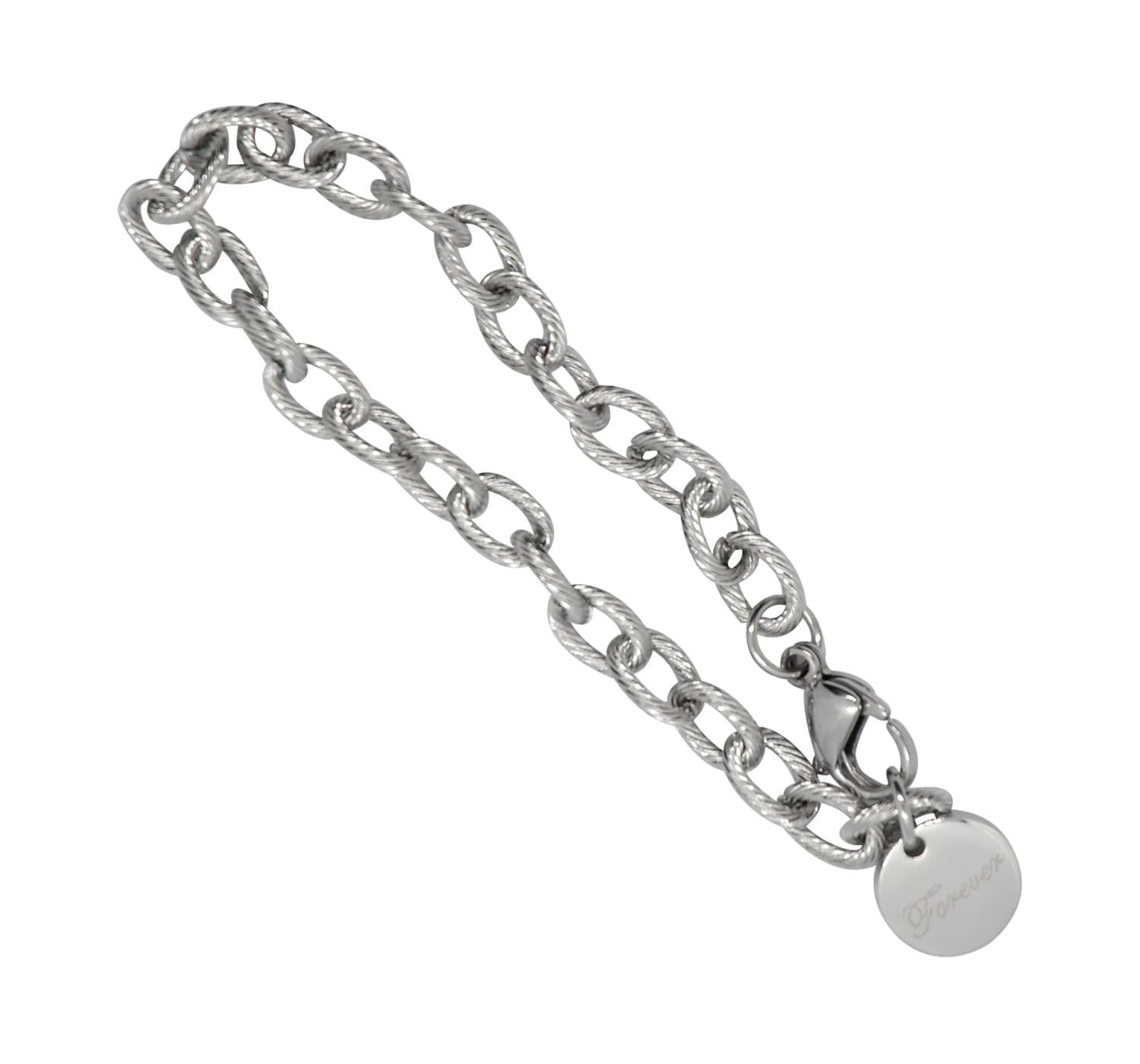 Silbernes Armschmuck mit Gravur "Forever" für eine Ewigkeit