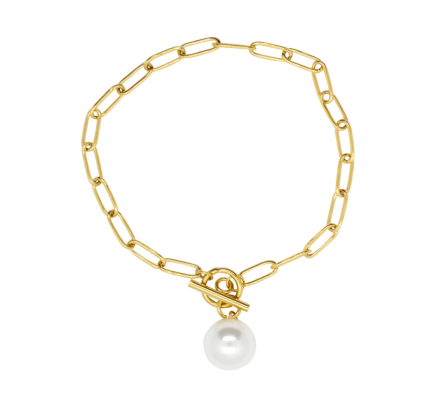 Damen Armschmuck mit Perlenanhänger und goldene Glieder