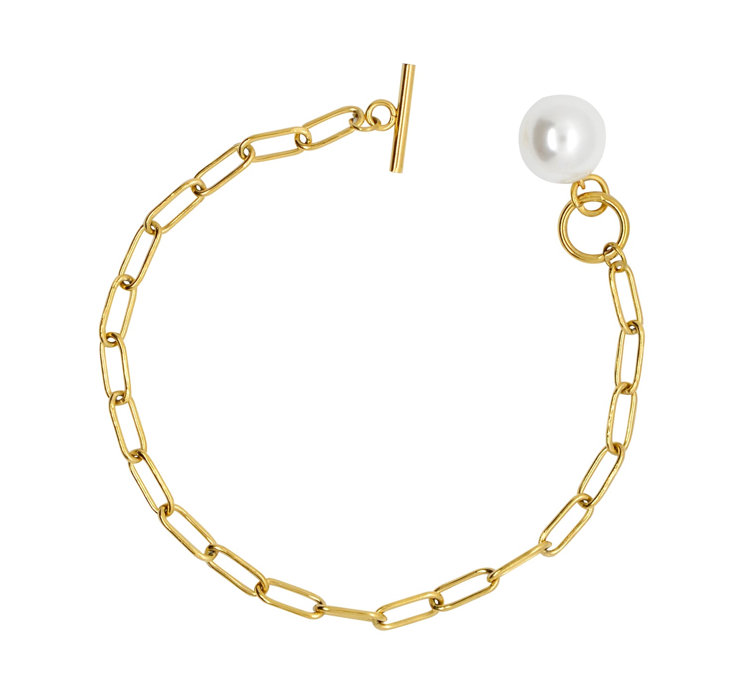 Damen Armschmuck mit Perlenanhänger und goldene Glieder