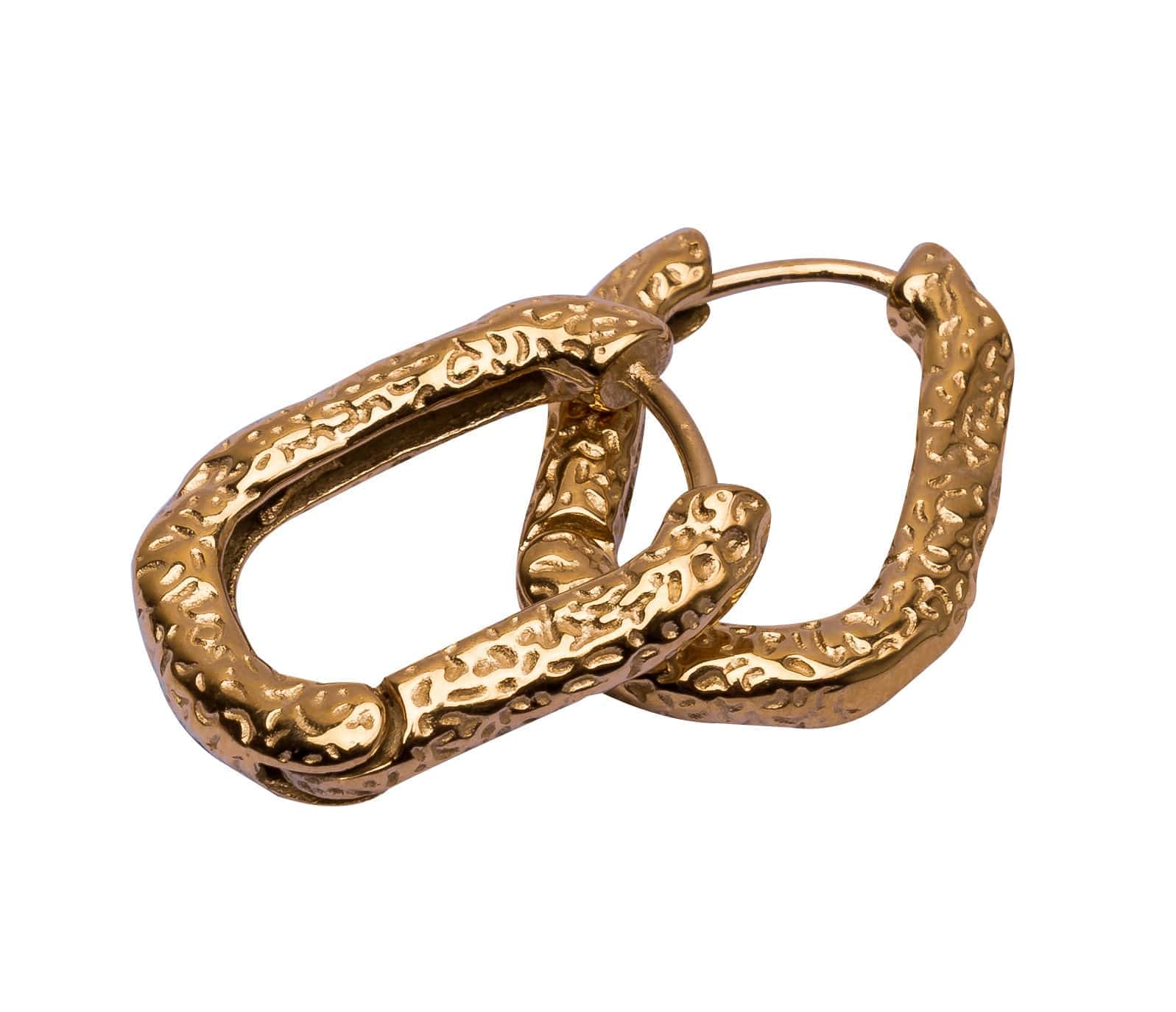 Rechteckige Creolen mit geprägtem Muster – Goldene Eleganz