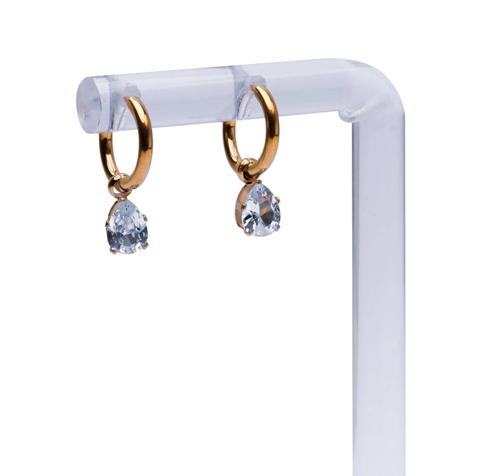 Vergoldete Creolen Ohrringe mit funkelndem Zirkonia-Anhänger