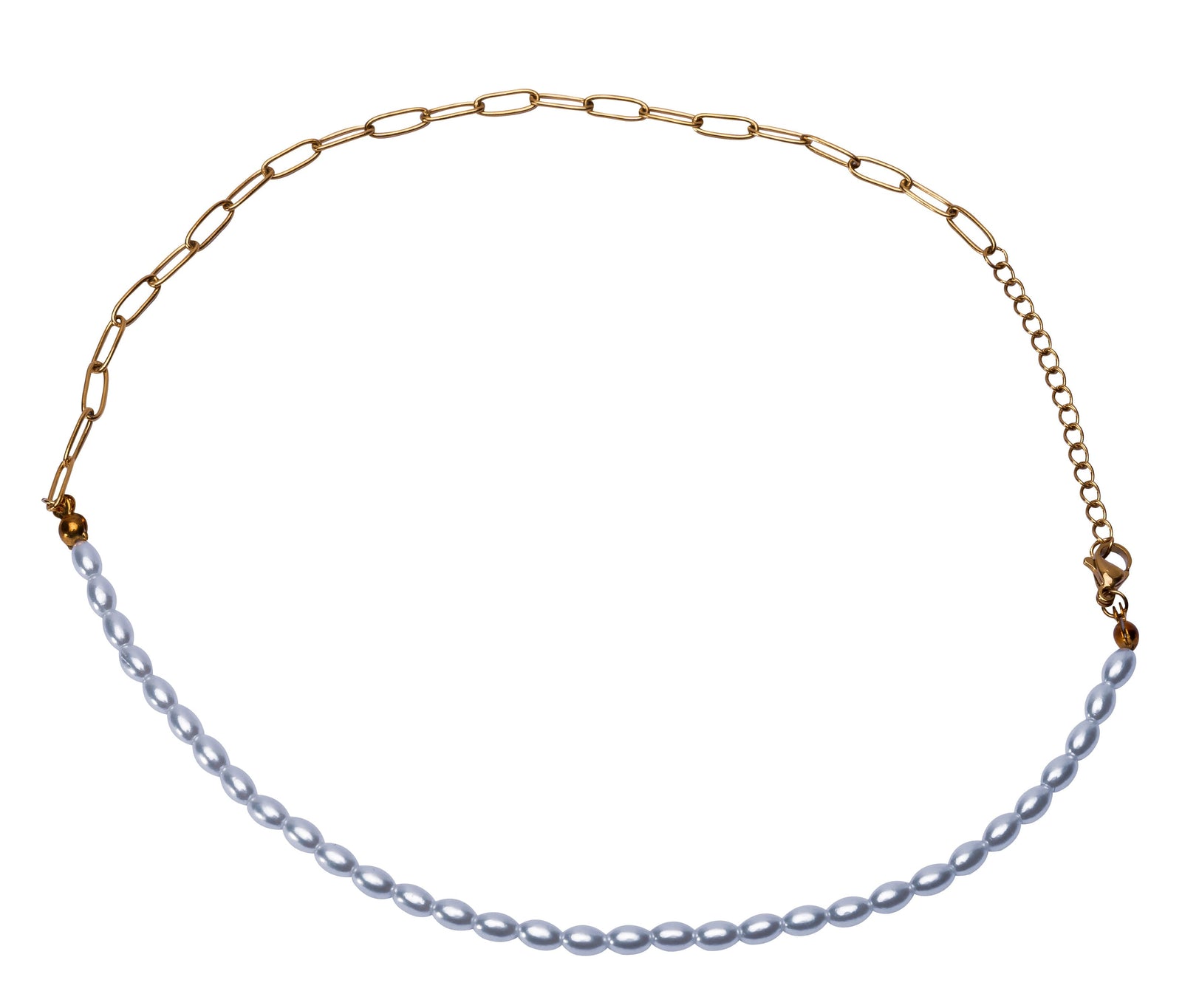 Goldene Halskette mit Perlen und Gliederkette