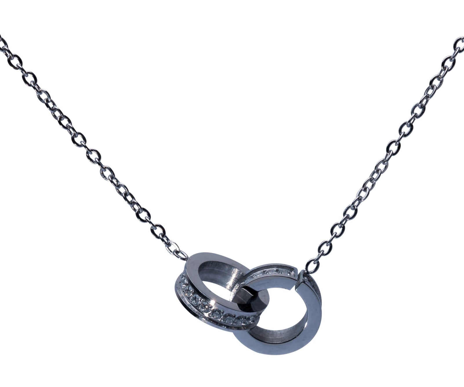 Silberne Halskette mit Zirkonia-Ringen