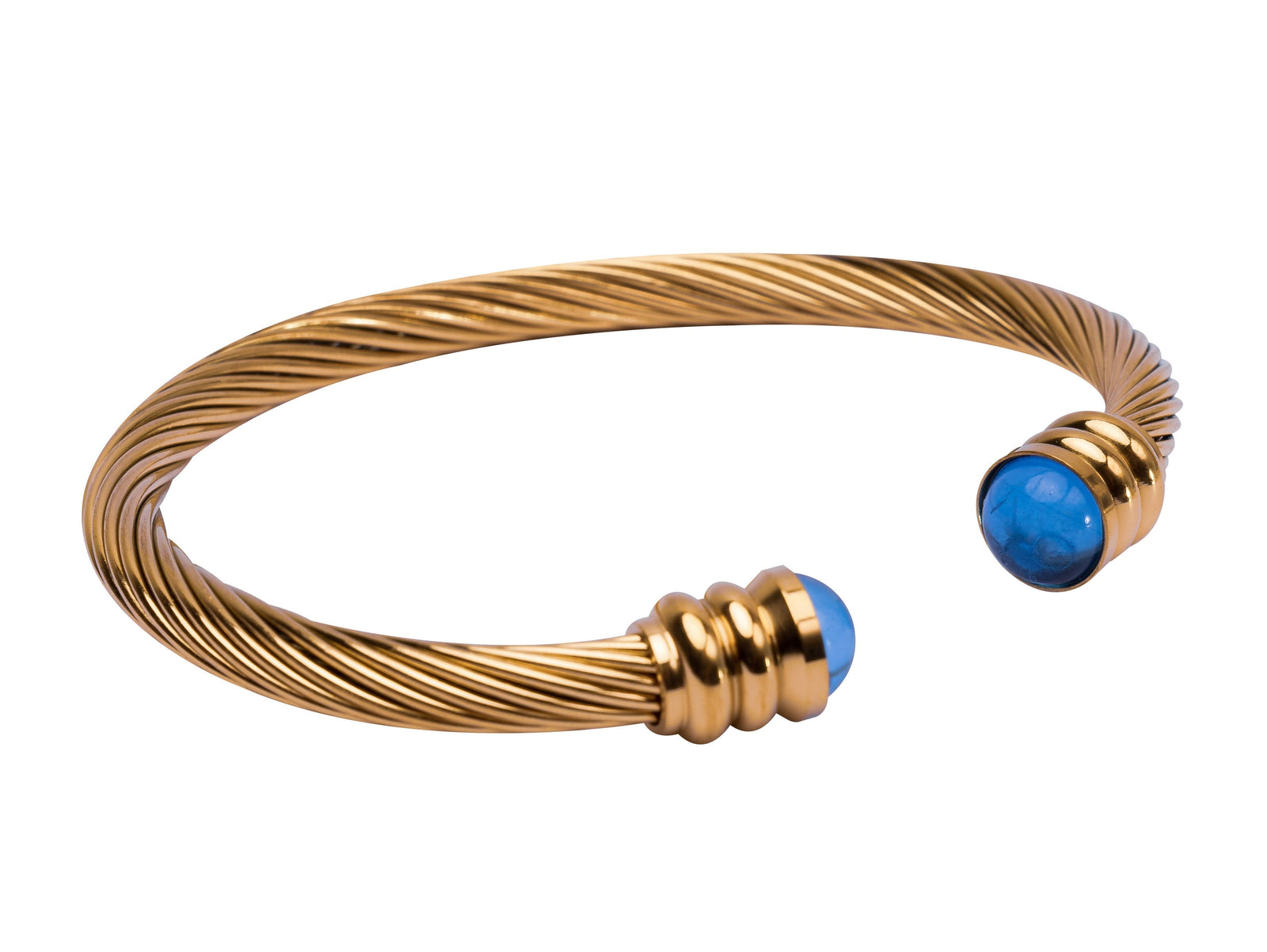 Vergoldeter Armreifen mit blauen Steinen – moderner Look
