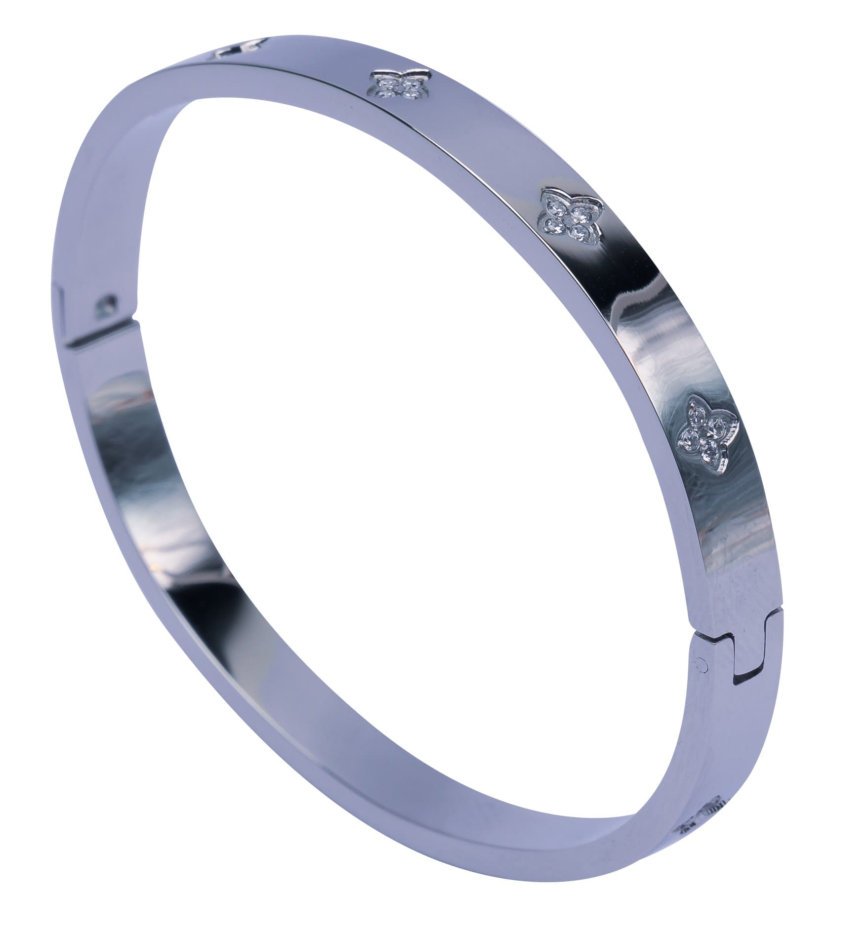 Eleganter Silber-Armreifen mit zarten Zirkonia-Verzierungen