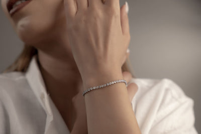 Zirkonia Tennis-Armband mit Schiebemechanismus in Silber