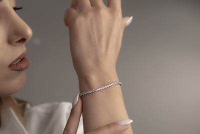 Zirkonia Tennis-Armband mit Schiebemechanismus in Silber