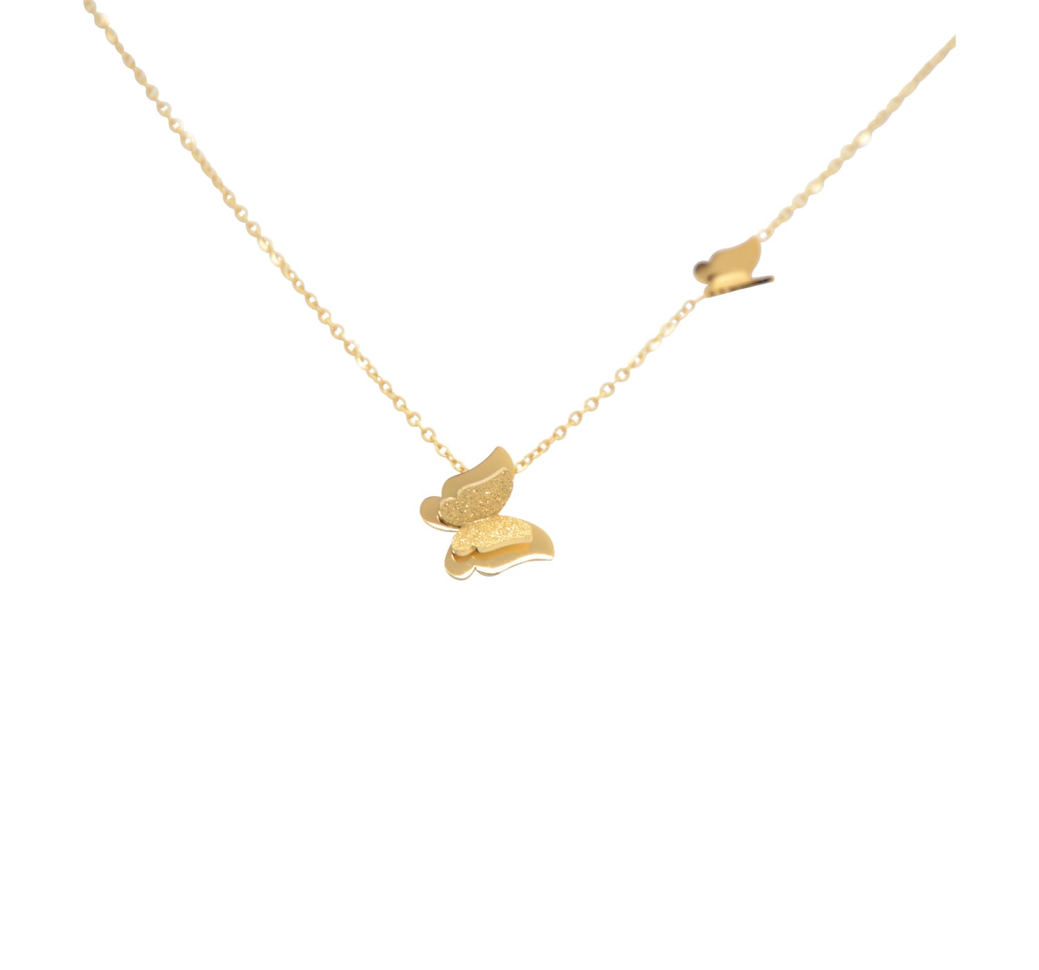 Filigrane Halskette mit Schmetterlingsanhängern-Bild mit hängende Halskette