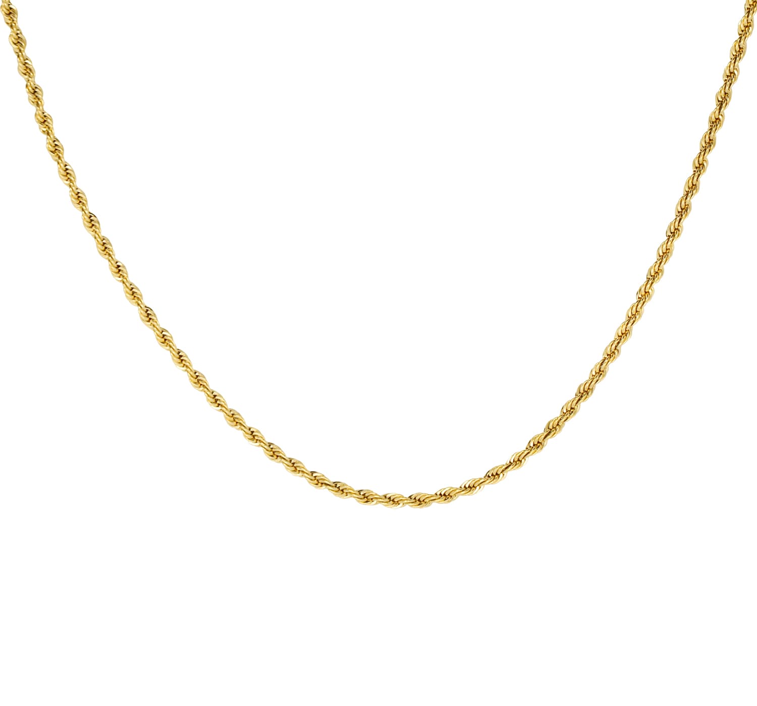 Klassische, goldene Damen Halskette mit filigranem Kordel-Design-auf dem Bild ist die Halskette hängend zu sehen