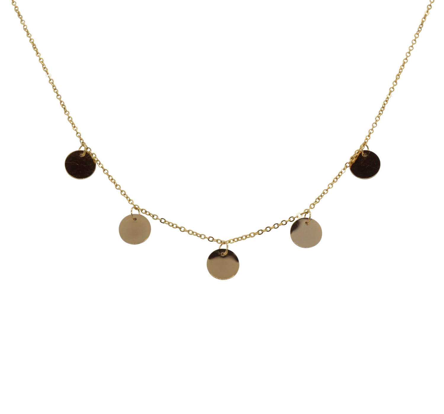 goldene Halskette mit goldenen Pailletten-Anhängern