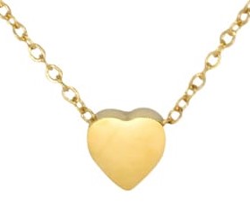 Zarte, goldene Damen Halskette mit Herzanhänger-auf dem Bild ist der Herzanhänger gut sichtbar