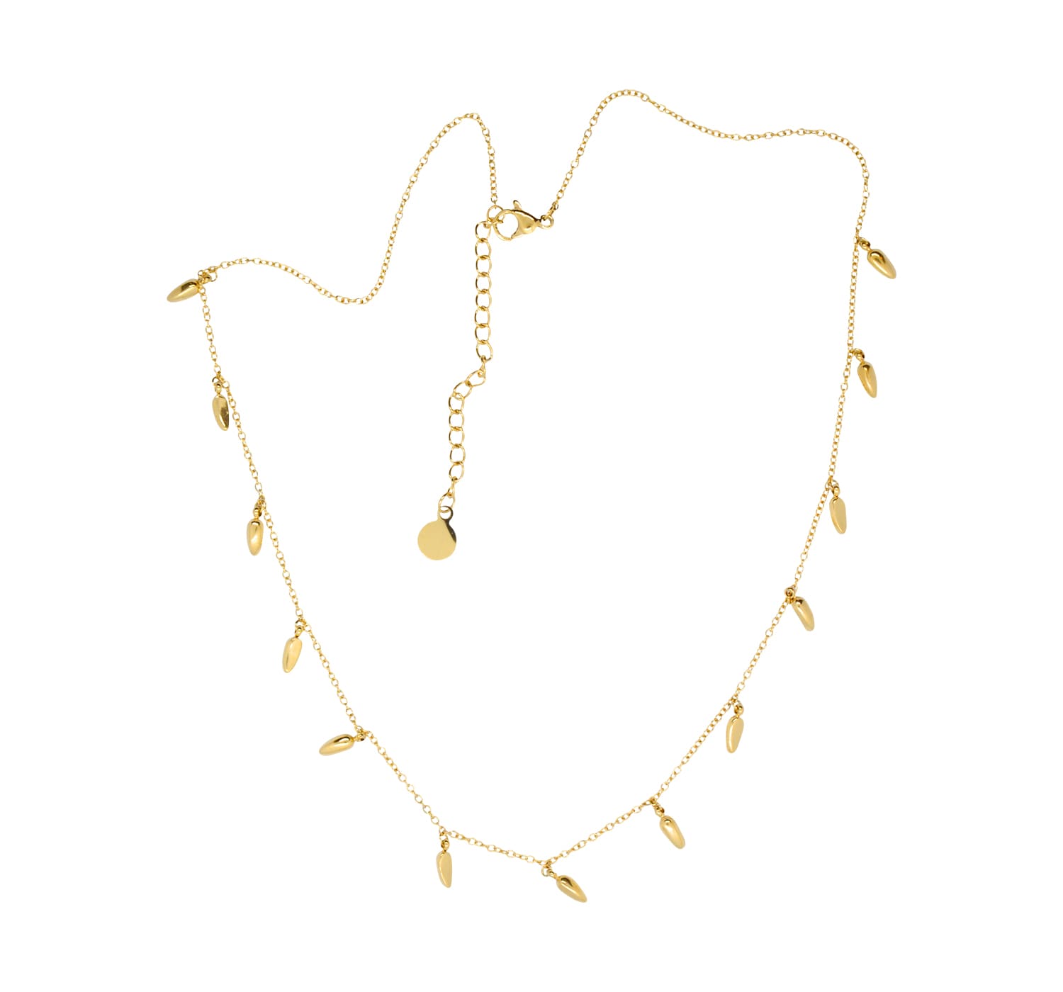 Zarte Halskette mit Tropfen Anhängern in Gold-Bild mit komplette Halskette