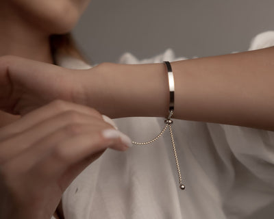 Verstellbares Bar Bracelet in Silber, wasserfester Edelstahl