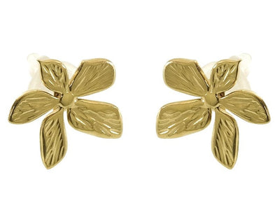 Goldene Blumen-Ohrstecker Modell Bloom mit feiner Struktur