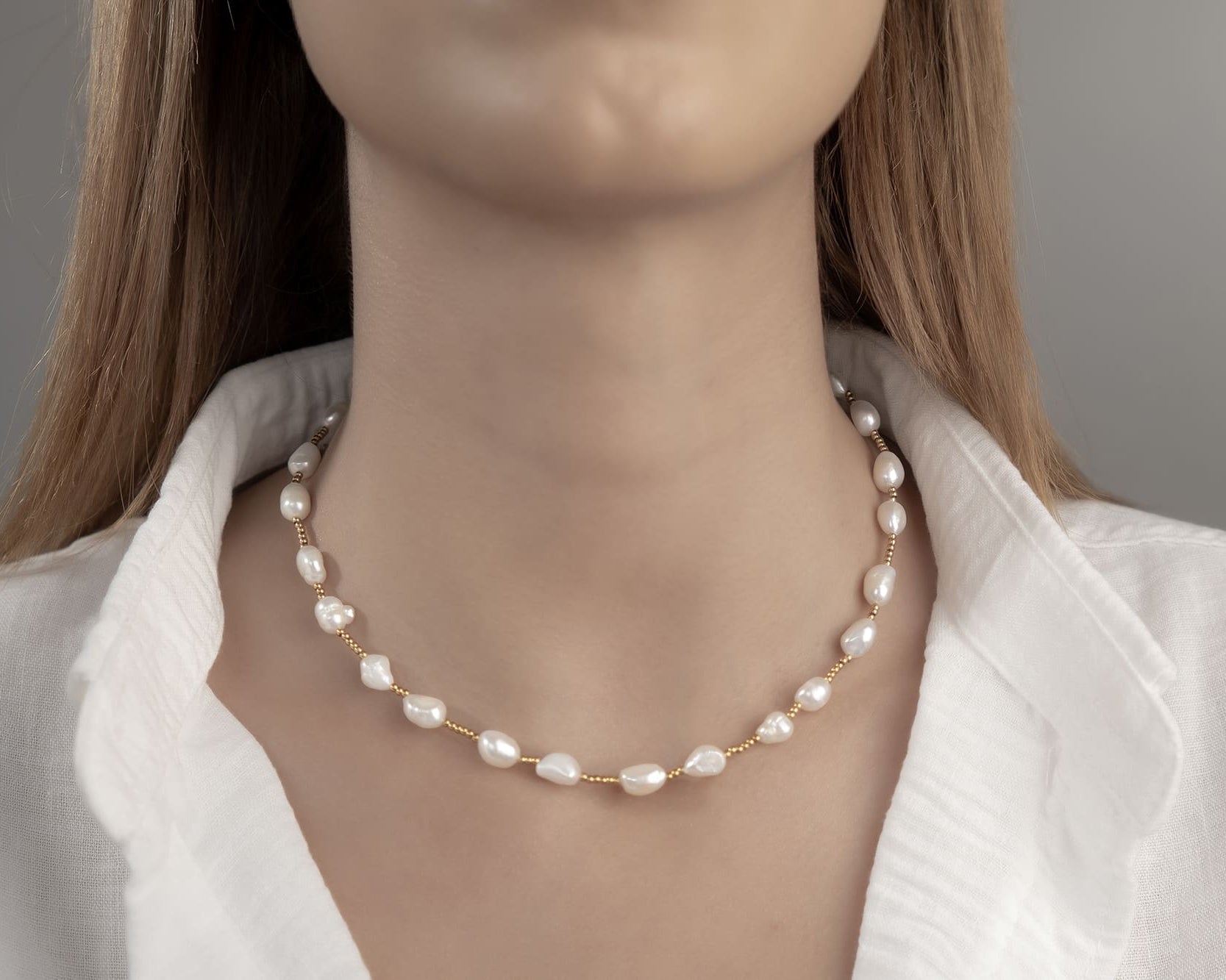 Moderner Brautschmuck: Perlenkette für Hochzeit und Standesamt
