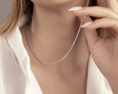 Funkelnde Silberkette für Damen, Halskette mit Sparkle Effekt
