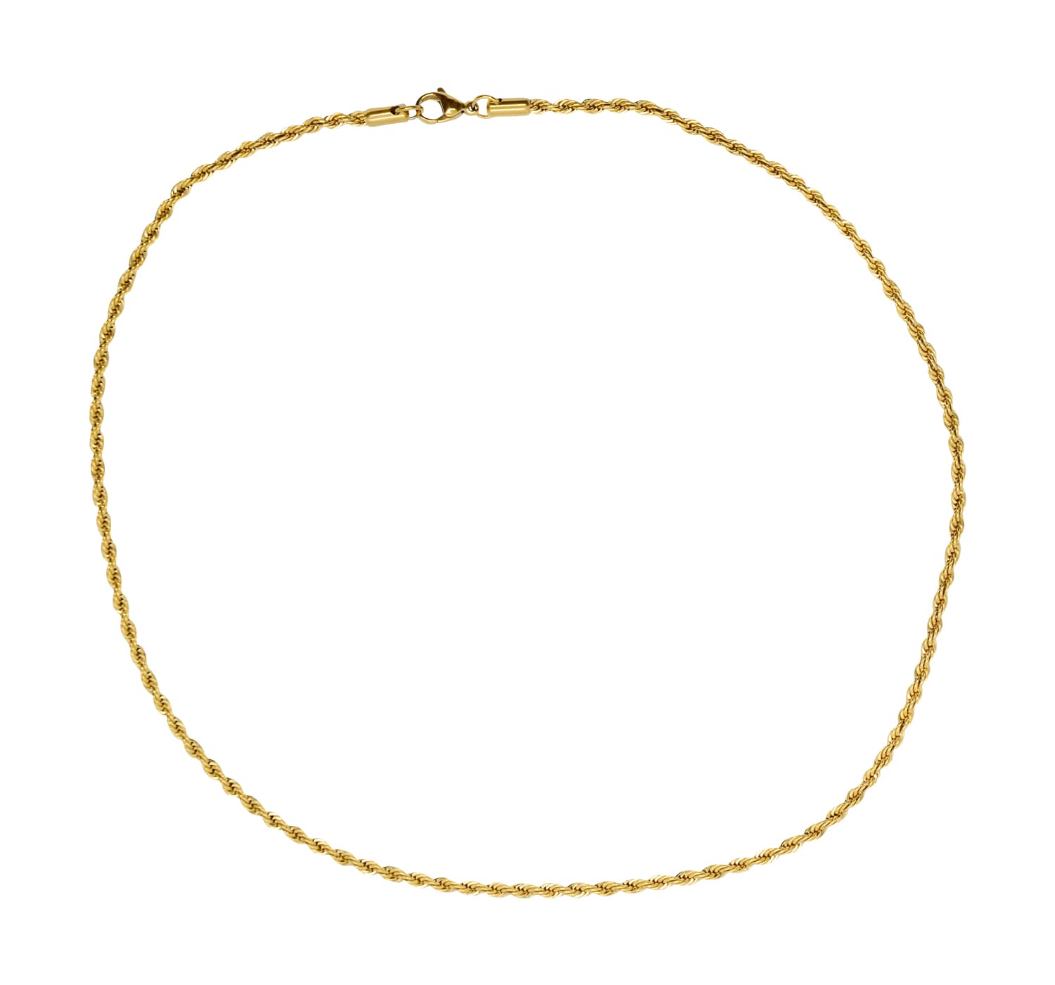 Klassische, goldene und zierliche Damen Halskette mit filigranem Kordel-Design-auf dem Bild ist die ganze Halskette sichtbar