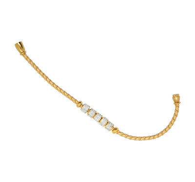 goldener Armschmuck mit Zirkonia, geflochtenem Band und Magnet-auf dem Bild ist dieser Armschmuck zu sehen inklusive Magnet