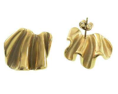 Goldene Ohrringe im Liquid Metal Design (geschmolzenes Gold), Modell Flow