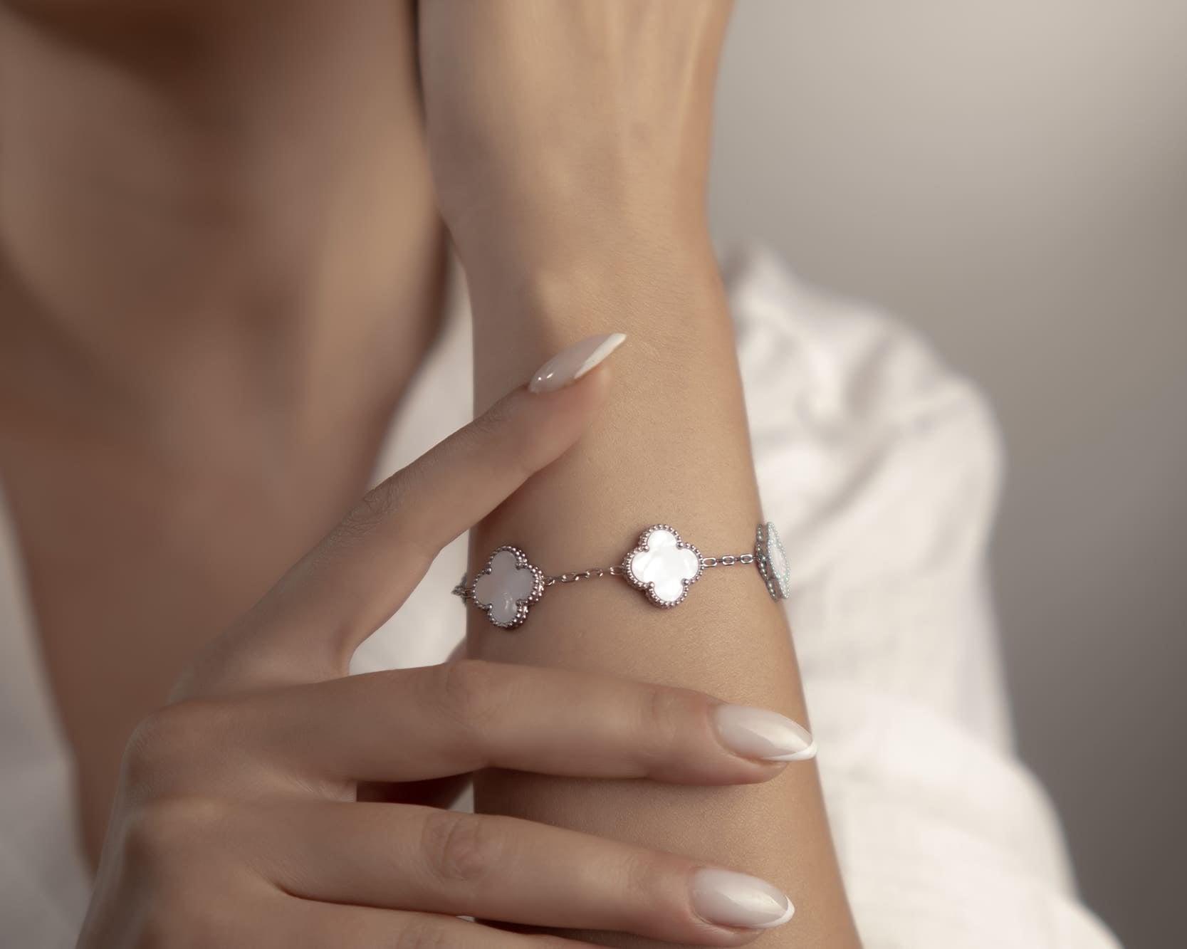 Mother of Pearl Bracelet (Perlmutt Armband) in Silber, Edelstahl